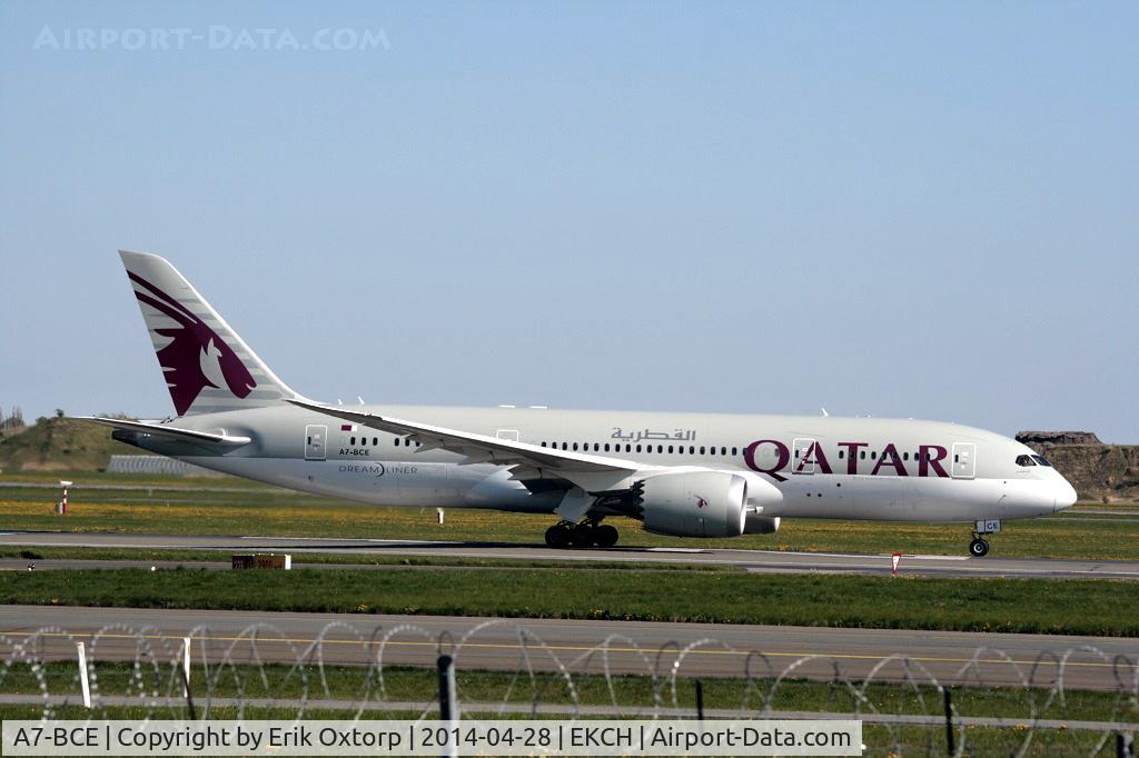 A7-BCE, 2013 Boeing 787-8 Dreamliner C/N 38323, A7-BCE taking off on rw 22R.