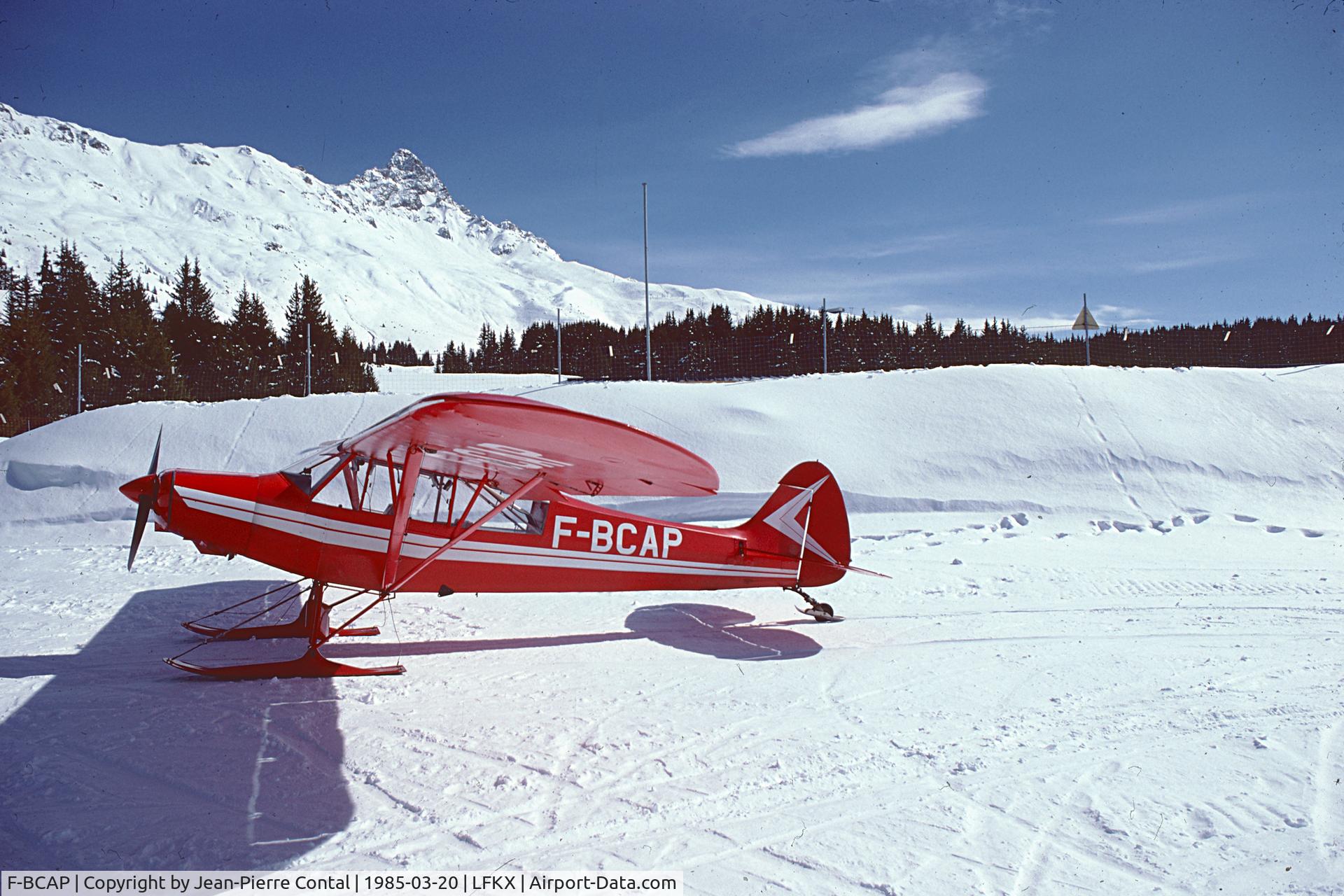F-BCAP, Piper PA-18-135 Super Cub C/N 182890, Parked in front of the hangar at Méribel, France, with the 