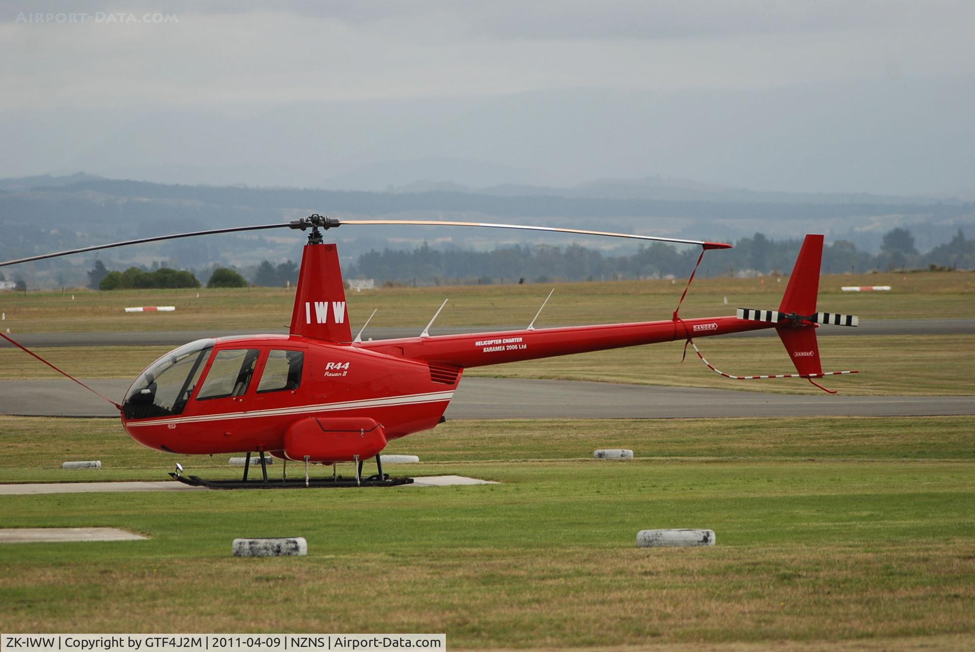 ZK-IWW, Robinson R44 II C/N 10515, ZK-IWW parked at Nelson 9.4.11