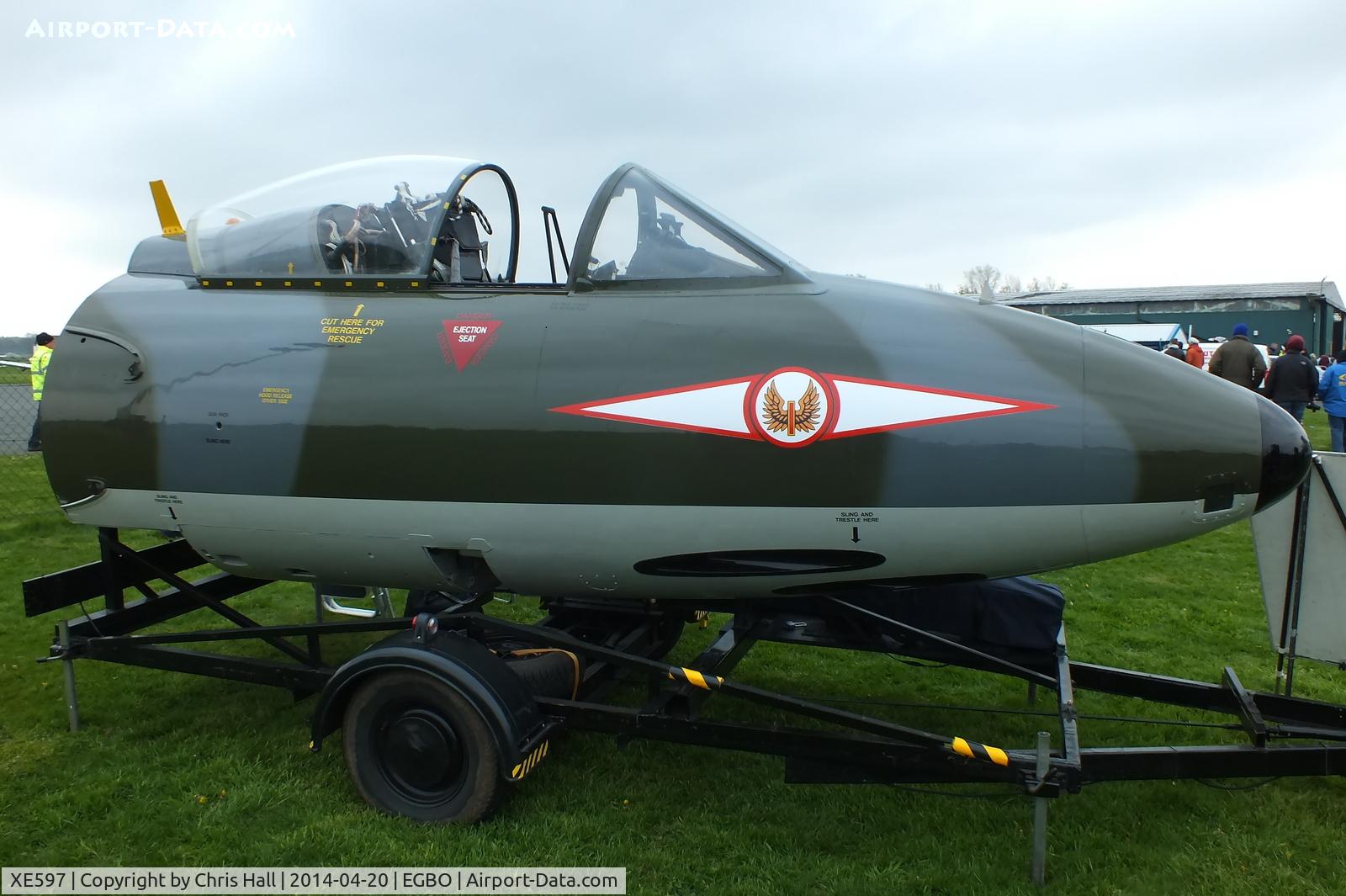 XE597, 1956 Hawker Hunter FGA.9 C/N 41H/679955, cockpit displayed at the Wings and Wheels fly in