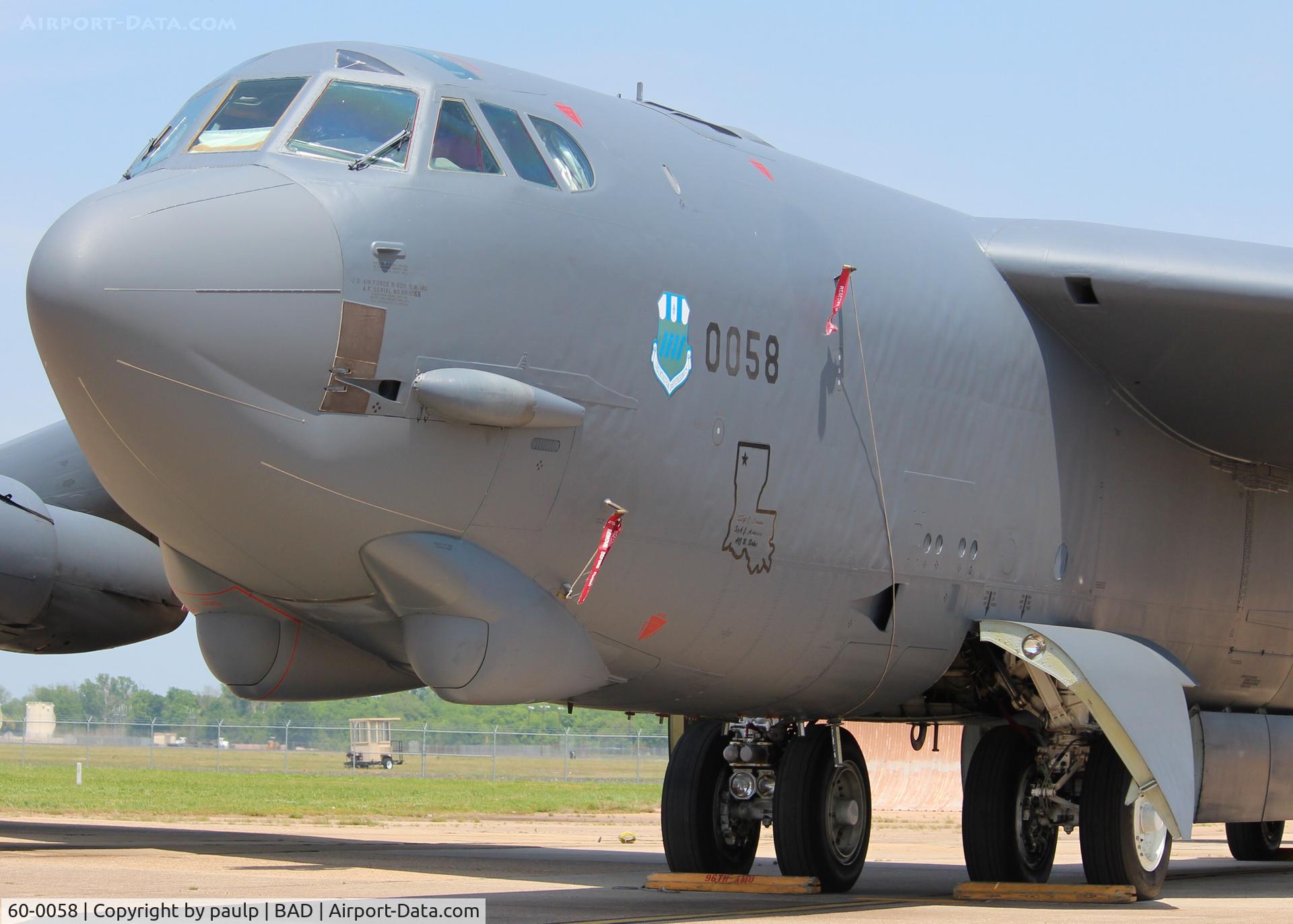 60-0058, 1960 Boeing B-52H-160-BW Stratofortress C/N 464423, At Barksdale Air Force Base.