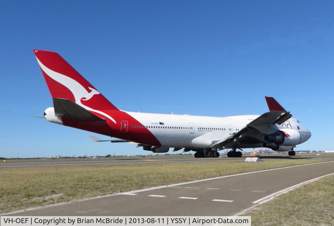 VH-OEF, 2002 Boeing 747-438/ER C/N 32910, Qantas Airways. 747-438ER. VH-OEF cn 32910 1313. Sydney - Kingsford Smith International (Mascot) (SYD YSSY). Image © Brian McBride. 11 August 2013