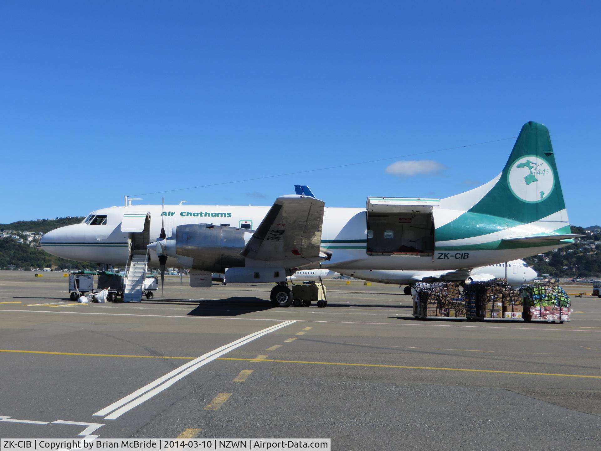 ZK-CIB, 1953 Convair 580 C/N 327A, Air Chathams. Convair 580. ZK-CIB cn 327A. Wellington - International (WLG NZWN). Image © Brian McBride. 10 March 2014