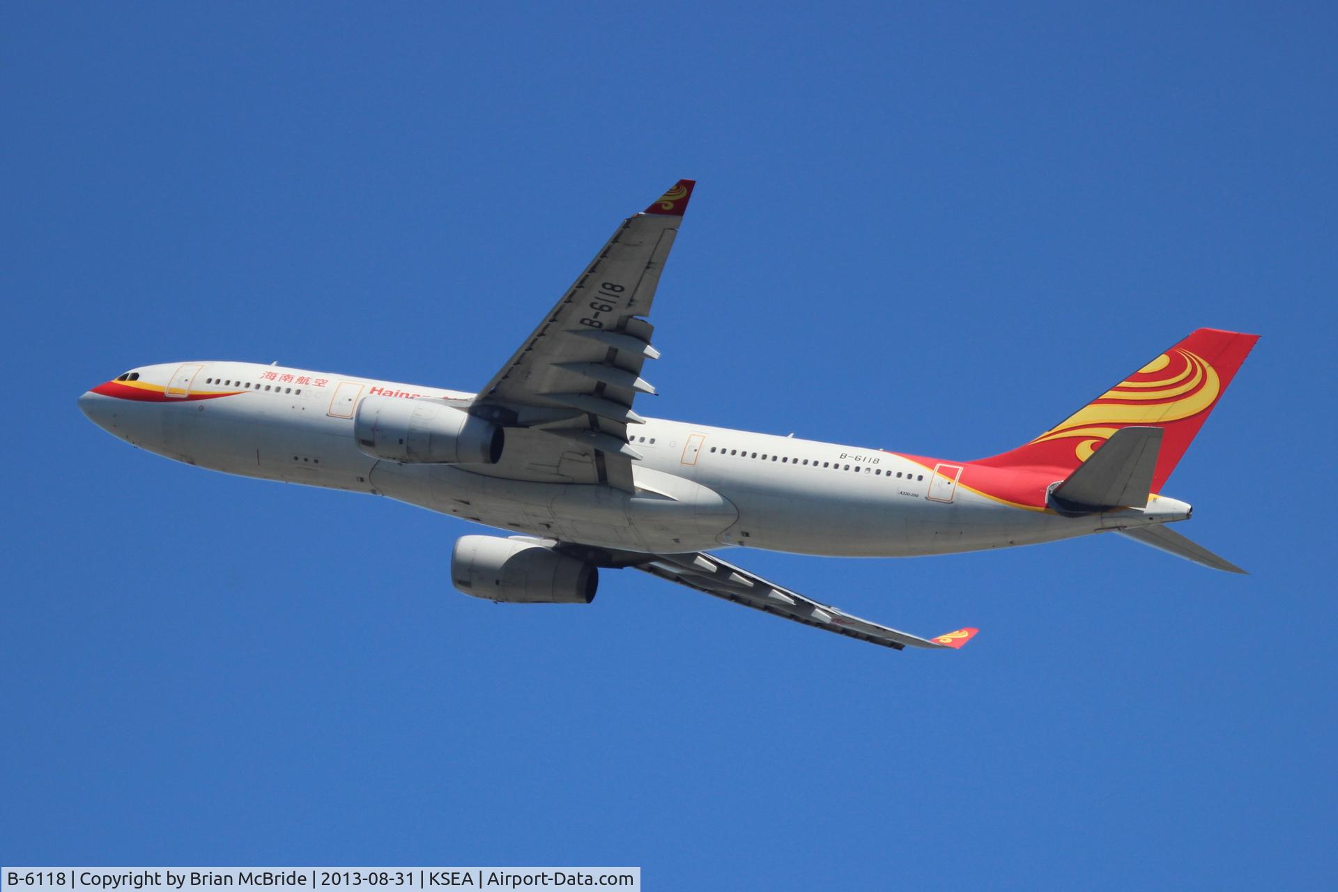 B-6118, 2007 Airbus A330-243 C/N 881, Hainan Airlines. A330-243. B-6118 cn 881. Seattle Tacoma - International (SEA KSEA). Image © Brian McBride. 31 August 2013
