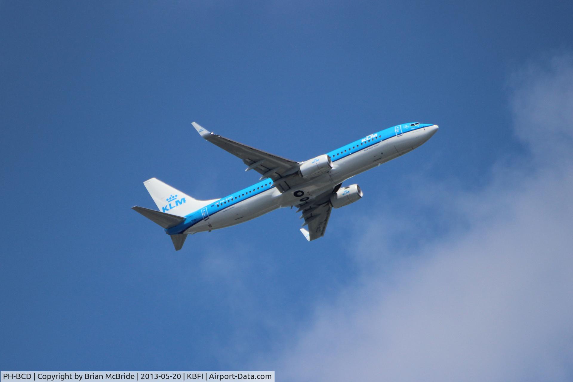 PH-BCD, 2013 Boeing 737-8K2 C/N 42149, KLM. 737-8K2. PH-BCD cn 42149 4458. Pre delivery test flight. Seattle - Boeing Field King County International (BFI KBFI). Image © Brian McBride. 20 May 2013