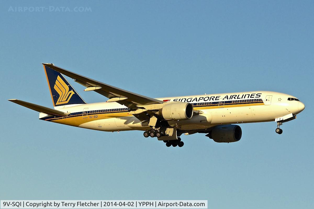 9V-SQI, 2002 Boeing 777-212/ER C/N 28530, Boeing 777-212 (ER), c/n: 28530 climbs away from Perth Int
