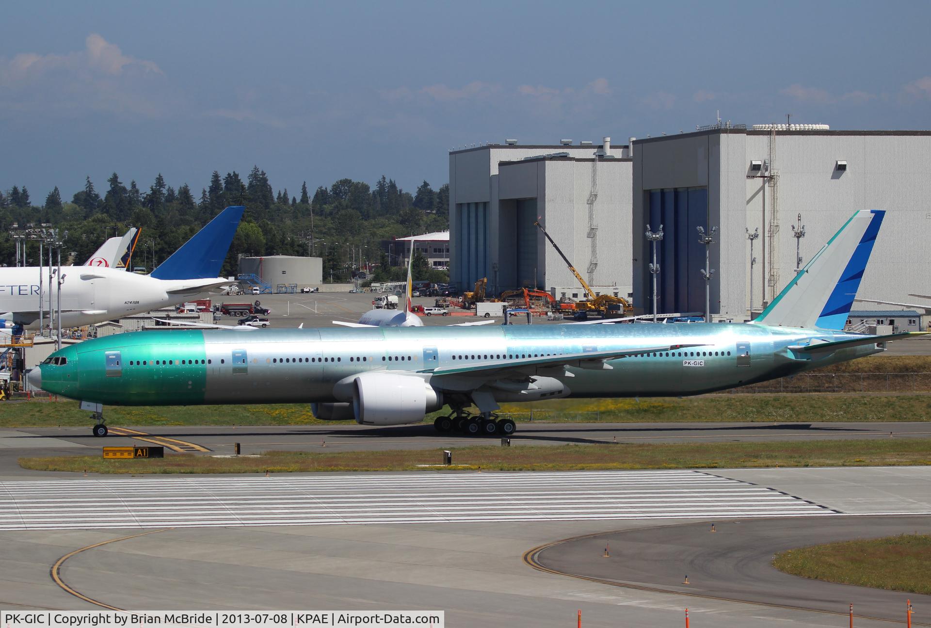 PK-GIC, 2013 Boeing 777-3U3/ER C/N 40075, Garuda Indonesia. 777-3U3. PK-GIC cn 40075 1121. Pre delivery test flight. Everett - Snohomish County Paine Field (PAE KPAE). Image © Brian McBride. 08 July 2013