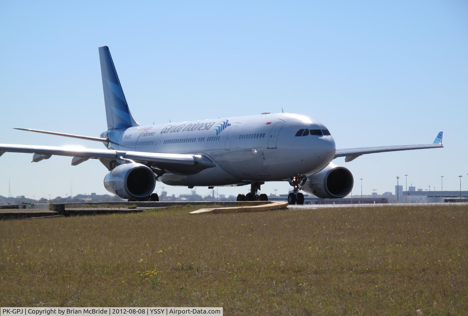 PK-GPJ, 2009 Airbus A330-243 C/N 988, Garuda Indonesia. A330-243. PK-GPJ cn 988. Sydney - Kingsford Smith International (Mascot) (SYD YSSY). Image © Brian McBride. 08 August 2012