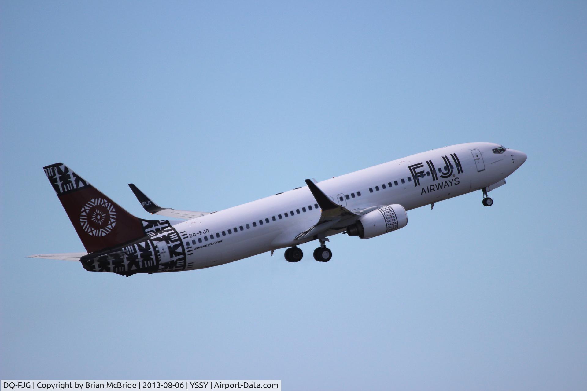 DQ-FJG, 1999 Boeing 737-8X2 C/N 29968, Fiji Airways. 737-8X2. DQ-FJG cn 29968 275. Sydney - Kingsford Smith International (Mascot) (SYD YSSY). Image © Brian McBride. 06 August 2013