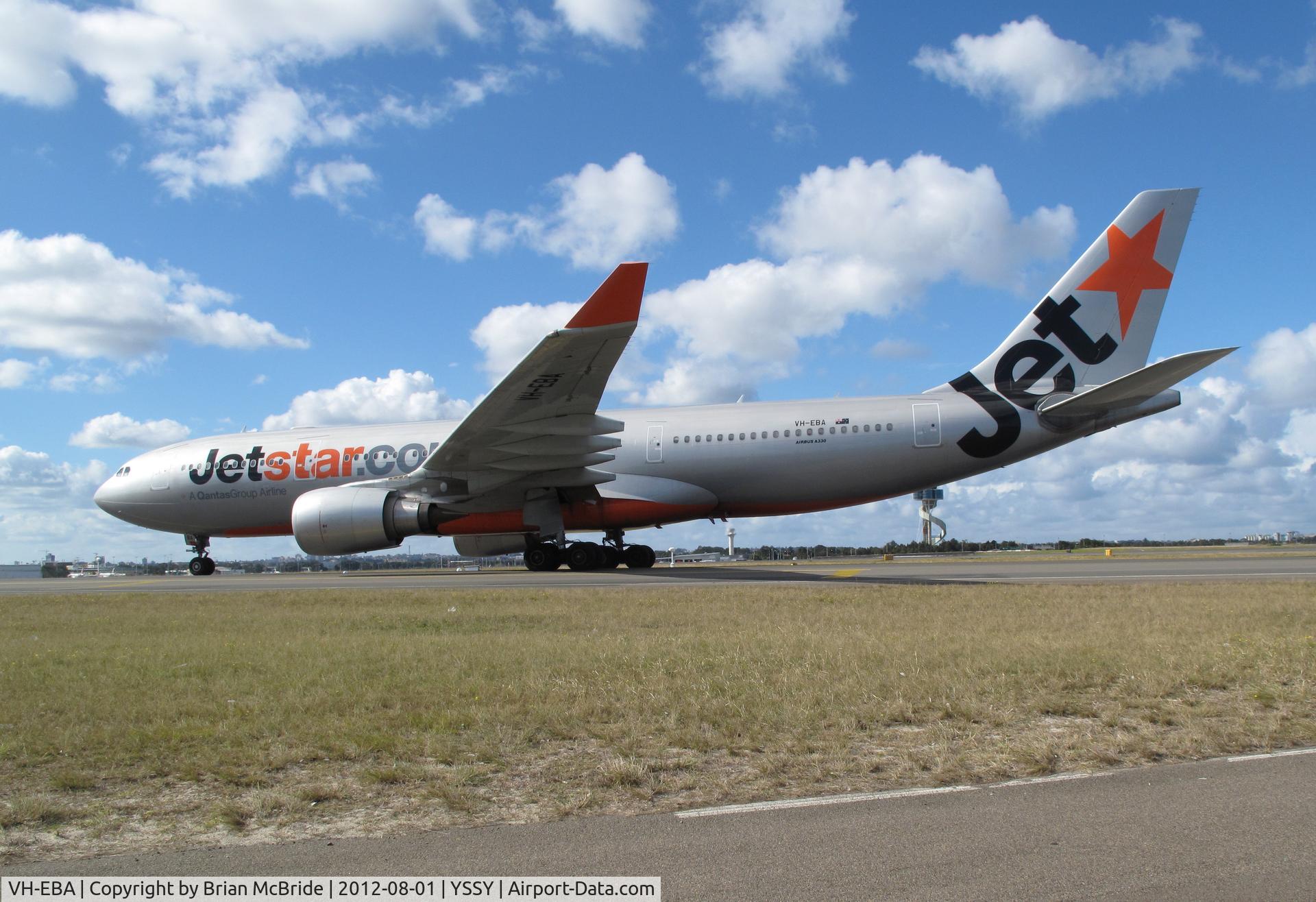 VH-EBA, 2002 Airbus A330-201 C/N 0508, Jetstar Airways. A330-202. VH-EBA cn 508. Sydney - Kingsford Smith International (Mascot) (SYD YSSY). Image © Brian McBride. 01 August 2012