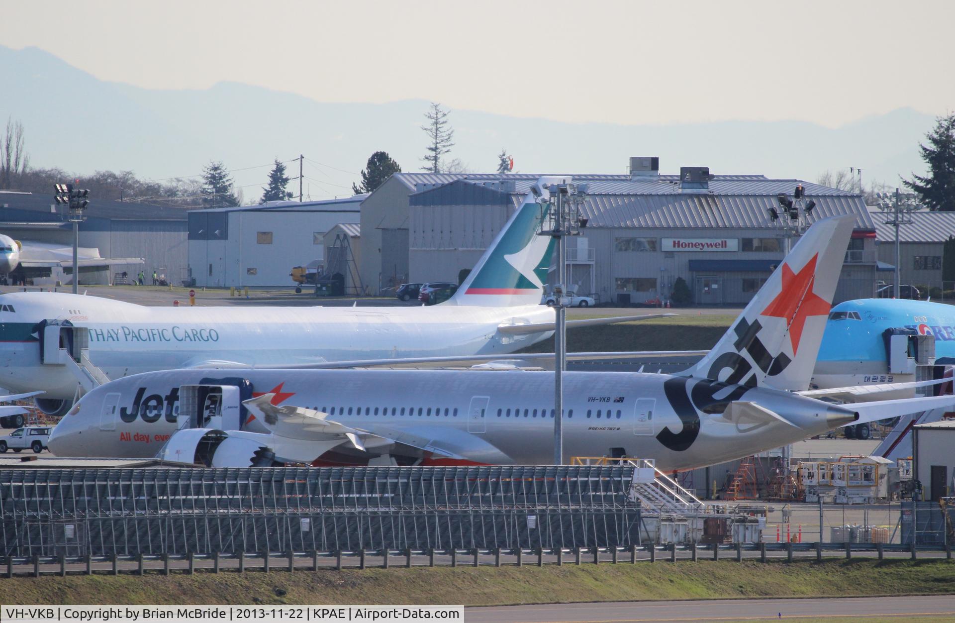 VH-VKB, 2013 Boeing 787-8 Dreamliner C/N 36228, Jetstar Airways. 787-8 Dreamliner. VH-VKB cn 36228 134. Pre delivery. Everett - Snohomish County Paine Field (PAE KPAE). Image © Brian McBride. 22 November 2013