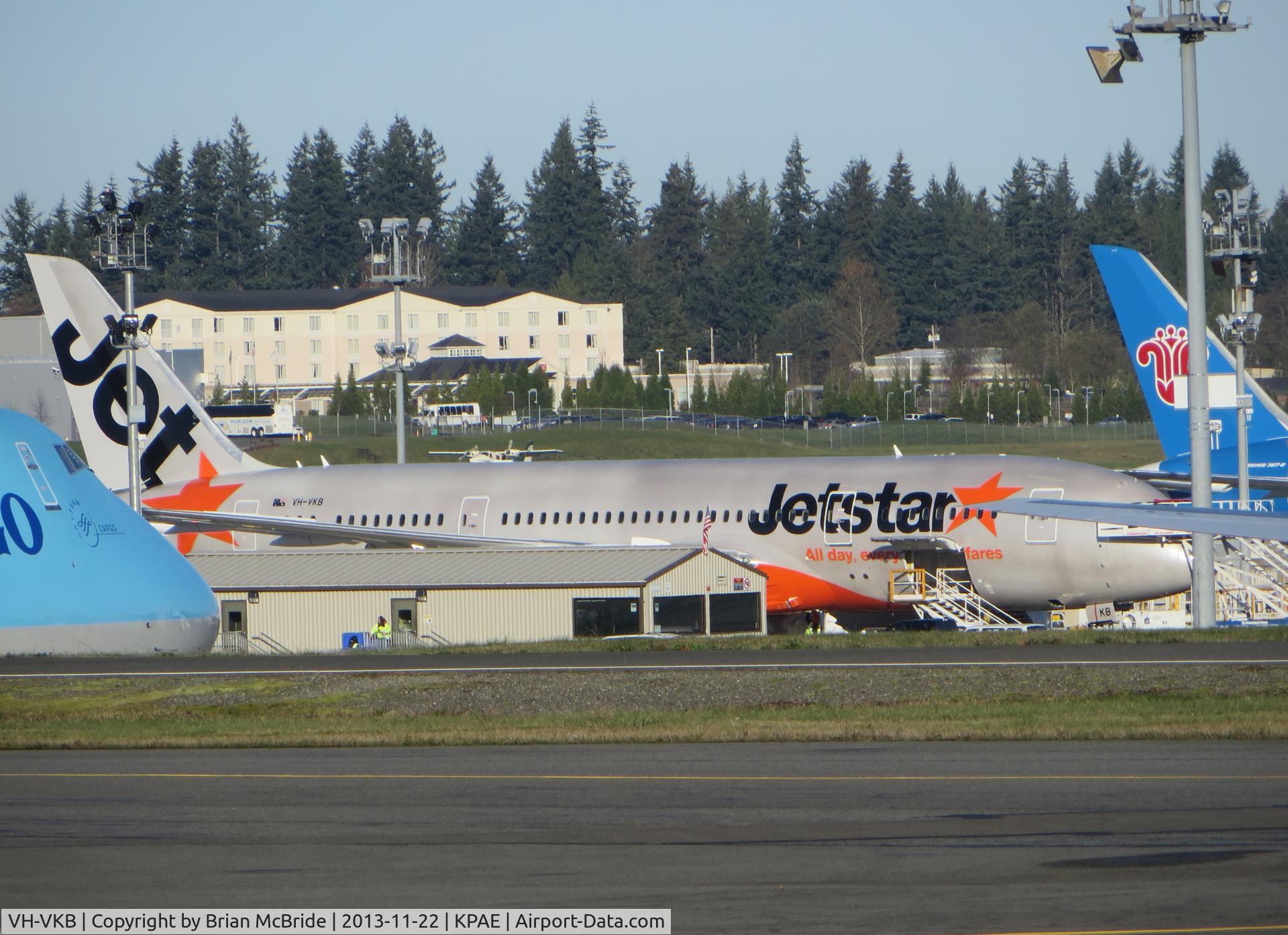 VH-VKB, 2013 Boeing 787-8 Dreamliner C/N 36228, Jetstar Airways. 787-8 Dreamliner. VH-VKB cn 36228 134. Pre delivery. Everett - Snohomish County Paine Field (PAE KPAE). Image © Brian McBride. 22 November 2013