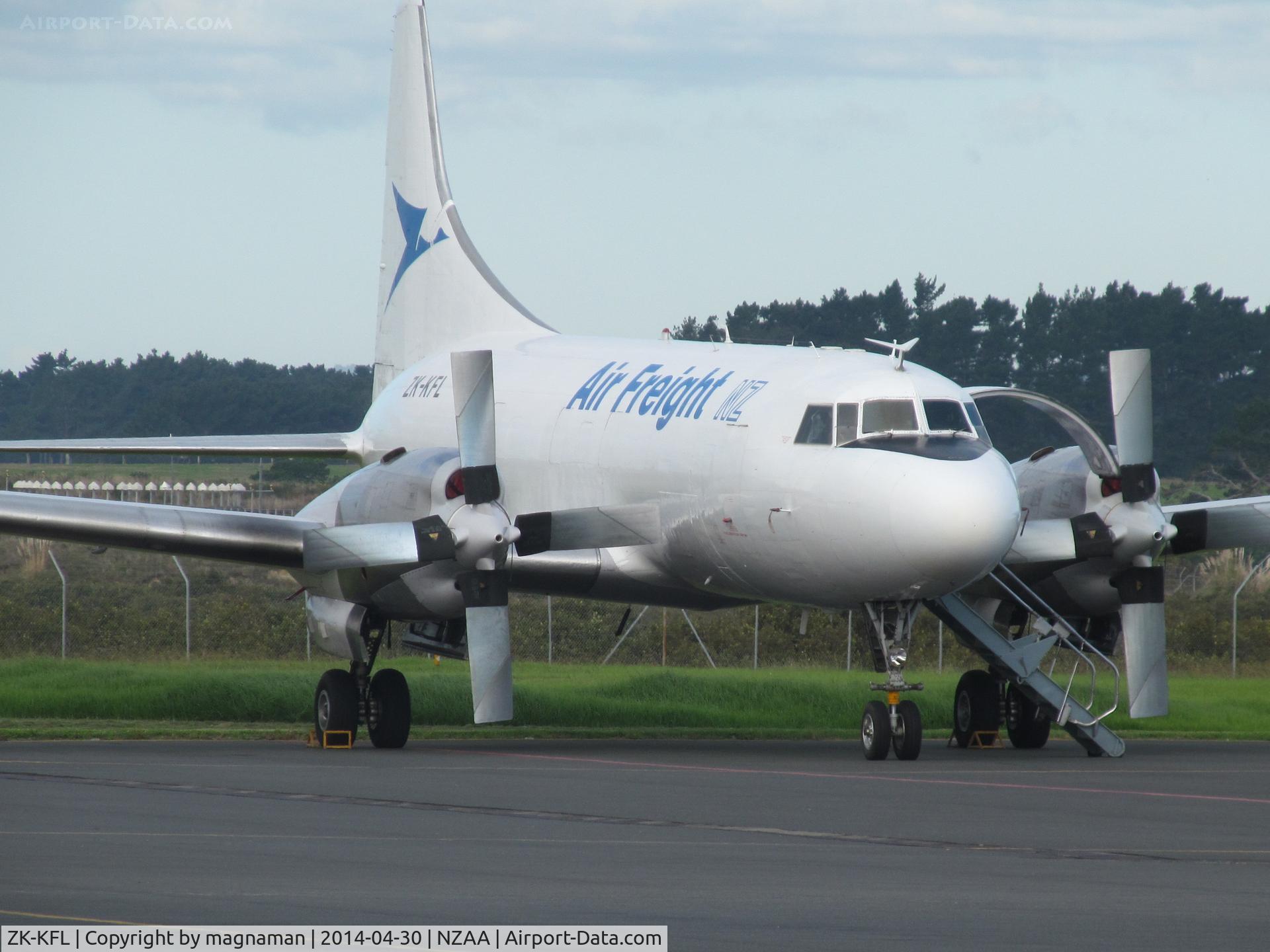 ZK-KFL, 1956 Convair 580(F) C/N 372, At home base ready for another busy night time of cargo activity