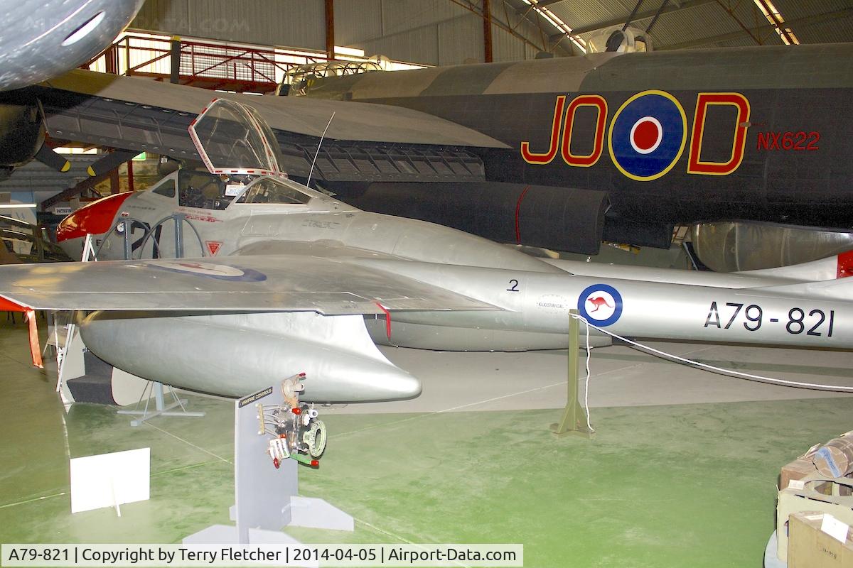 A79-821, De Havilland Australia DH-115 Vampire T.35 C/N DHA4101, De Havilland Australia DH-115 Vampire T.35, c/n: DHA4101 at Perth Aviation Heritage Museum