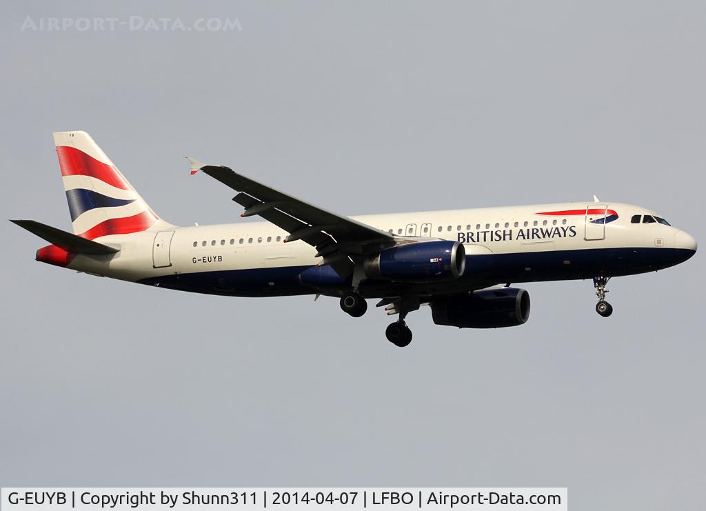 G-EUYB, 2008 Airbus A320-232 C/N 3703, Landing rwy 14R