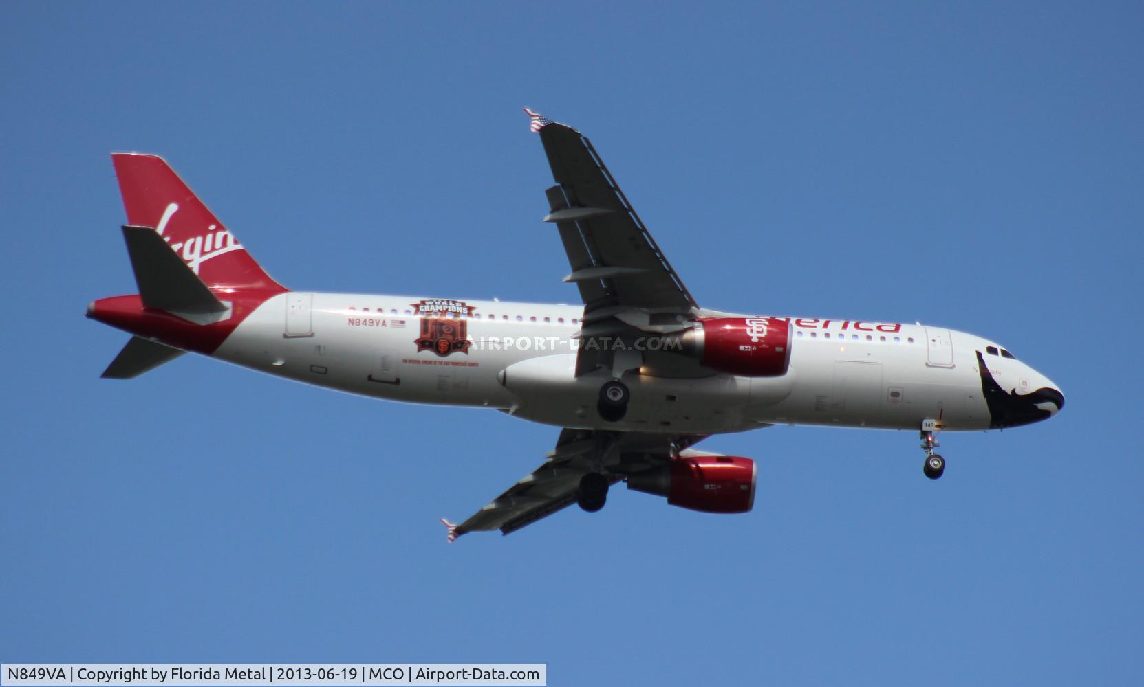 N849VA, 2011 Airbus A320-214 C/N 4991, Virgin America San Francisco Giants A320