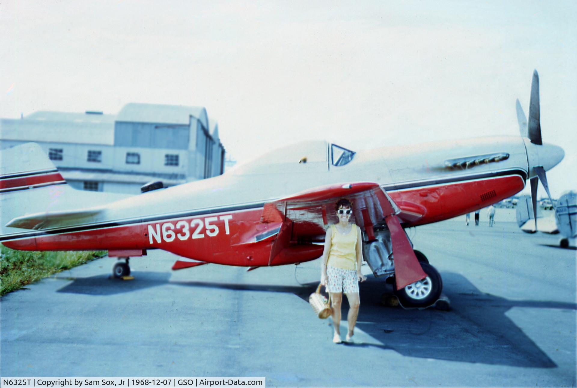 N6325T, 1944 North American P-51D Mustang C/N 122-40513, Owner by Wendell Trogden, Eastern Airlines Capt. Greensboro, NC from 1967 through 1969. Eventually sold to El Salvador for use in Soccer War as FAS 407.  N6325T, 44-73973 returned to the states and still flies today as John Stine's warbird 