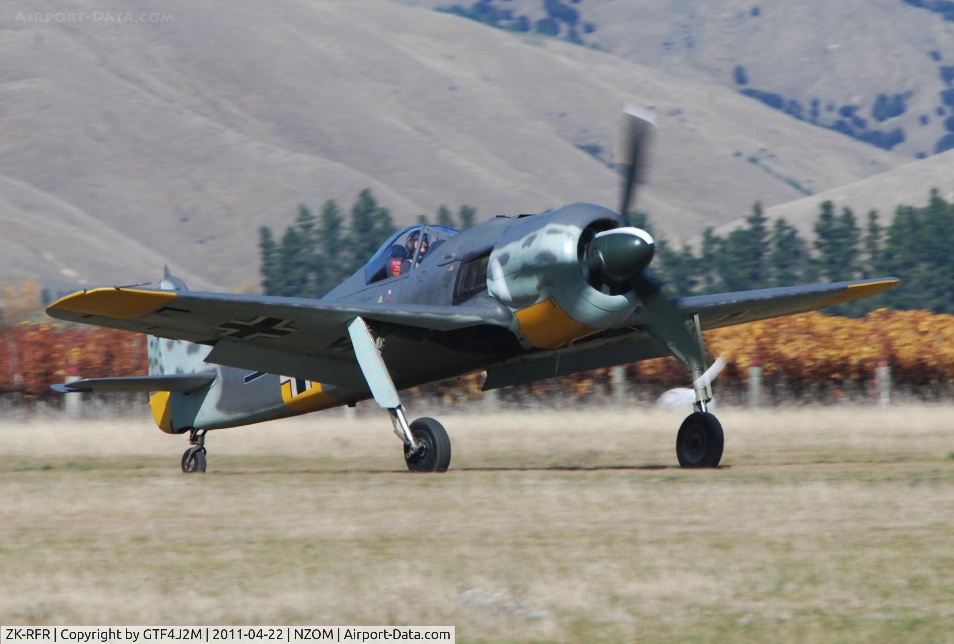 ZK-RFR, 2004 Flugwerk Fw 190-A8/N Replica C/N 990001, ZK-RFR takes off for the practise day at the Omaka airshow 22.4.11