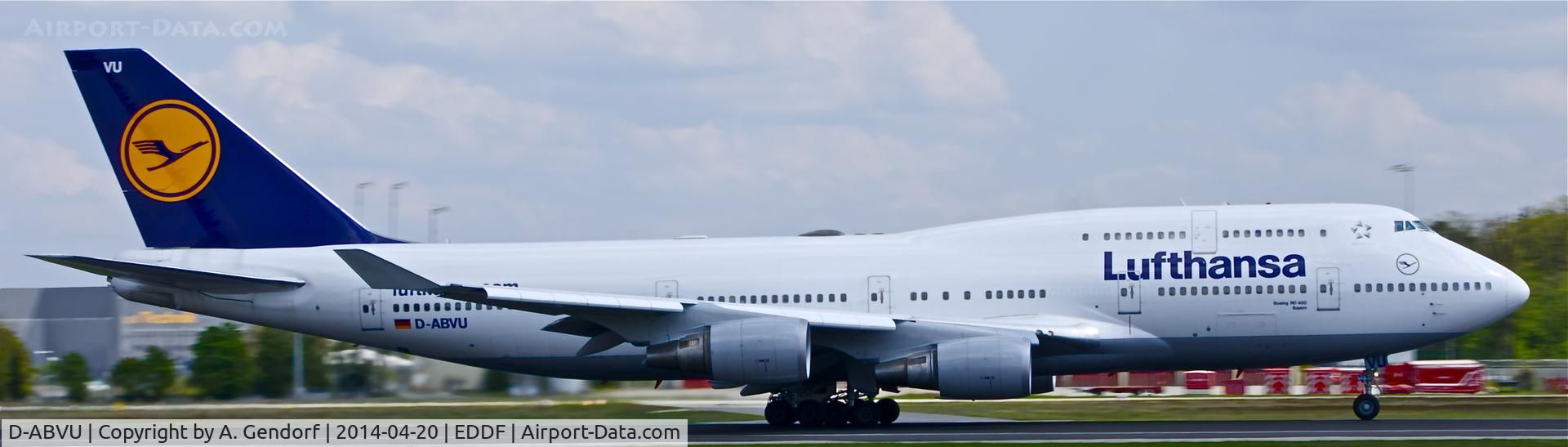 D-ABVU, 1998 Boeing 747-430 C/N 29492, Lufthansa, is here departing RWY 18 at Frankfurt Rhein/Main Int'l(EDDF), Mumbai(VARB) bound