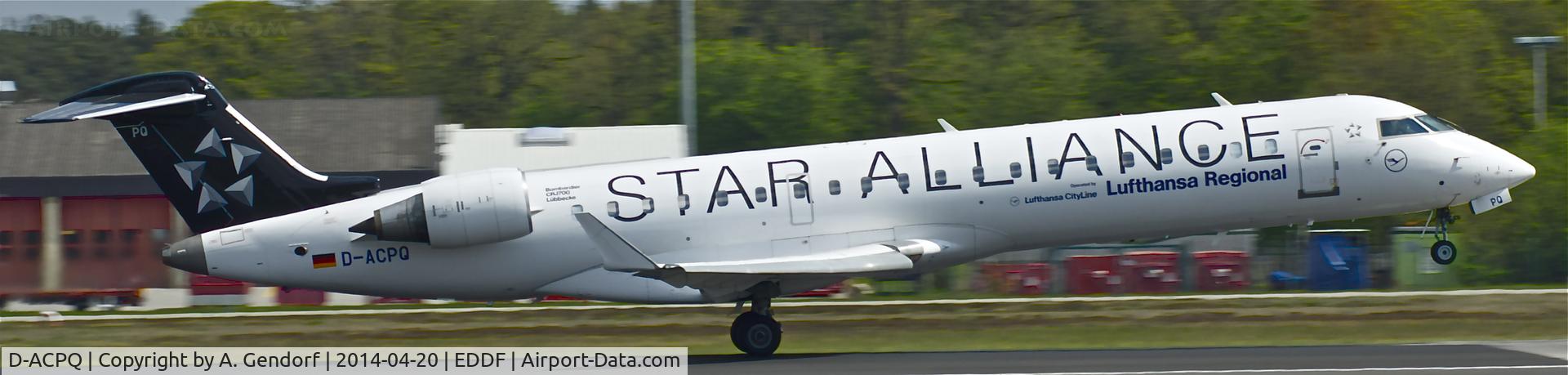 D-ACPQ, 2003 Canadair CRJ-700 (CL-600-2C10) Regional Jet C/N 10091, Lufthansa CityLine (Star Alliance cs.), is here rotating at Frankfurt Rhein/Main Int'l(EDDF)