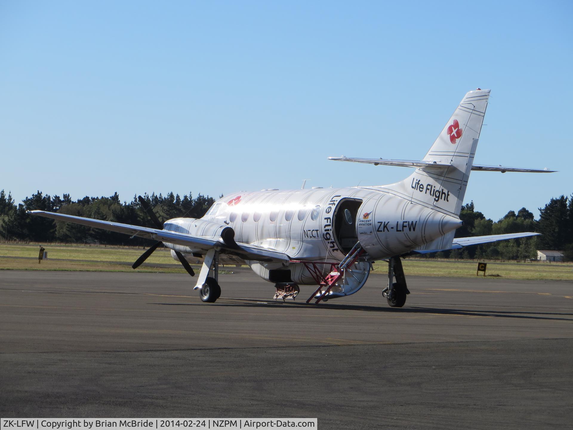 ZK-LFW, 1992 British Aerospace BAe-3201 Jetstream 32 C/N 976, Life Flight New Zealand. British Aerospace BAe-3201 Jetstream 32EP. ZK-LFW cn 976. Palmerston North (PMR NZPM). Image © Brian McBride. 24 February 2014