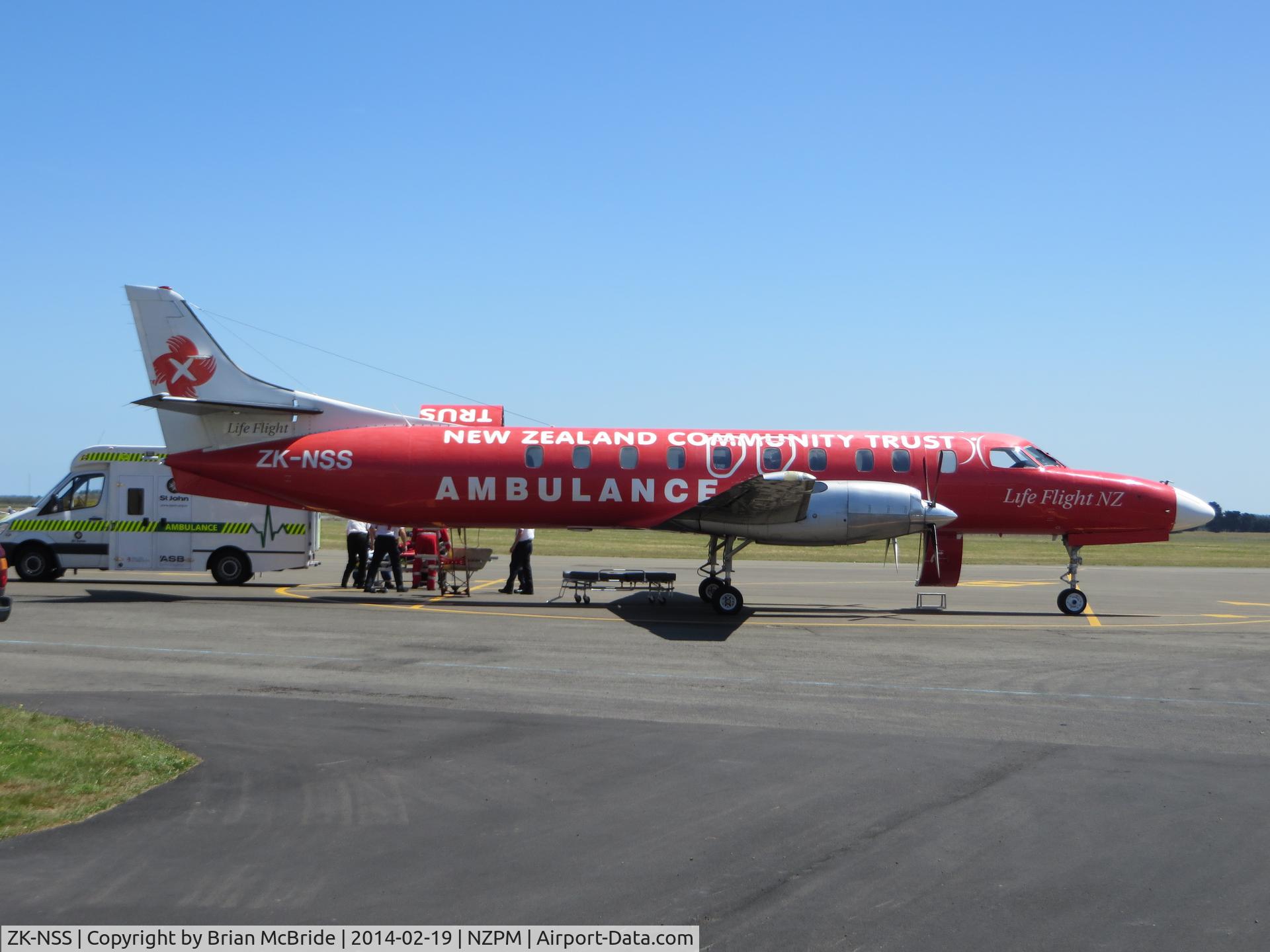 ZK-NSS, Fairchild SA-227AC Metro III C/N AC692, New Zealand Community Trust Ambulance (Life Flight New Zealand). Fairchild SA-227AC Metro III. ZK-NSS cn AC-692B. Palmerston North (PMR NZPM). Image © Brian McBride. 19 February 2014