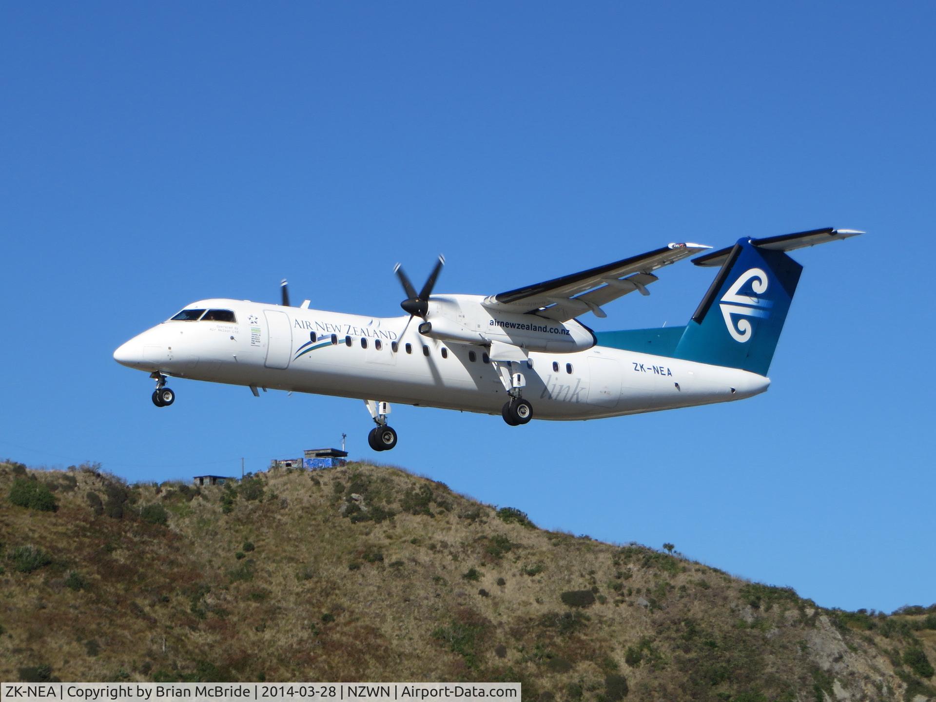 ZK-NEA, 2005 De Havilland Canada DHC-8-311 Dash 8 C/N 611, Air New Zealand (Air Nelson). De Havilland Canada DHC-8-311Q Dash 8. ZK-NEA cn 611. Wellington - International (WLG NZWN). Image © Brian McBride. 28 March 2014