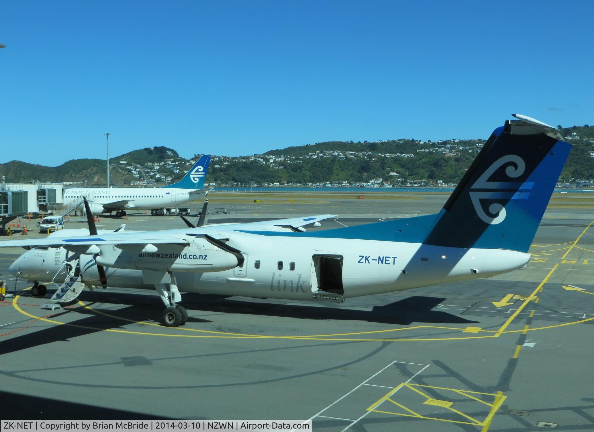 ZK-NET, 2007 De Havilland Canada DHC-8-311 Dash 8 C/N 642, Air New Zealand (Air Nelson). De Havilland Canada DHC-8-311Q Dash 8. ZK-NET cn 642. Wellington - International (WLG NZWN). Image © Brian McBride. 10 March 2014