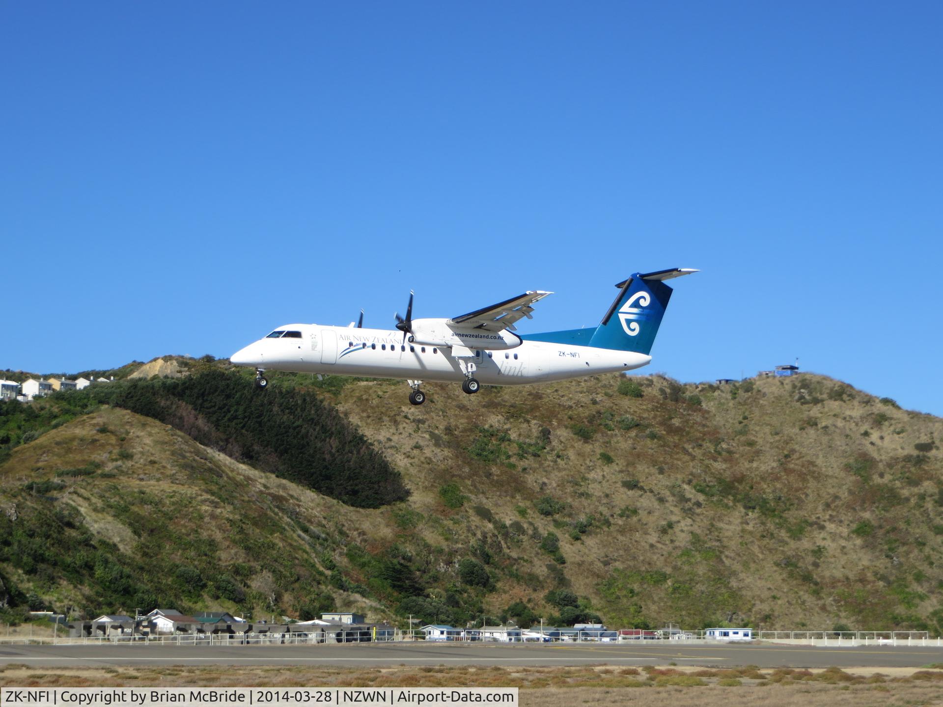 ZK-NFI, 2009 De Havilland Canada DHC-8-311 Dash 8 C/N 671, Air New Zealand (Air Nelson). De Havilland Canada DHC-8-311Q Dash 8. ZK-NFI cn 671. Wellington - International (WLG NZWN). Image © Brian McBride. 28 March 2014