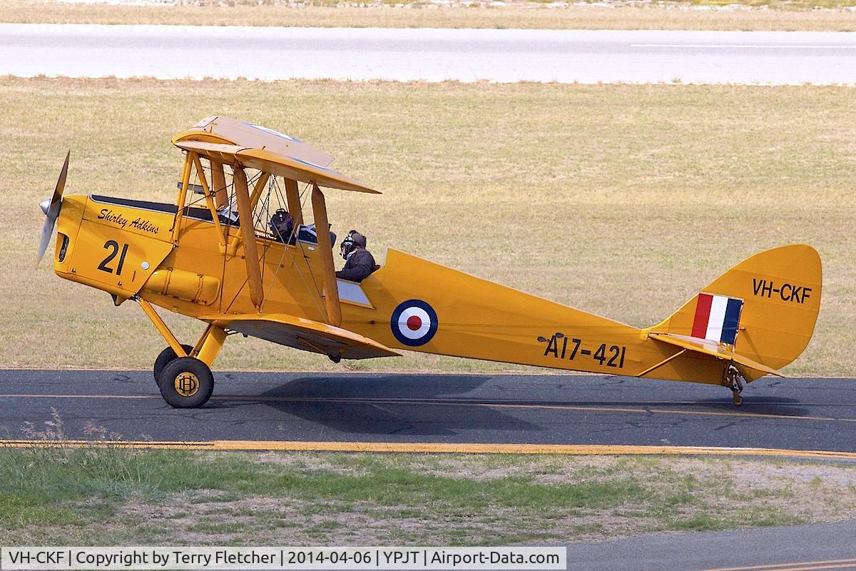 VH-CKF, 1941 De Havilland Australia DH-82A Tiger Moth C/N DHA596, VH-CKF (A17-421), 1941 De Havilland Australia DH-82A Tiger Moth, c/n: DHA596
 at Jandakot