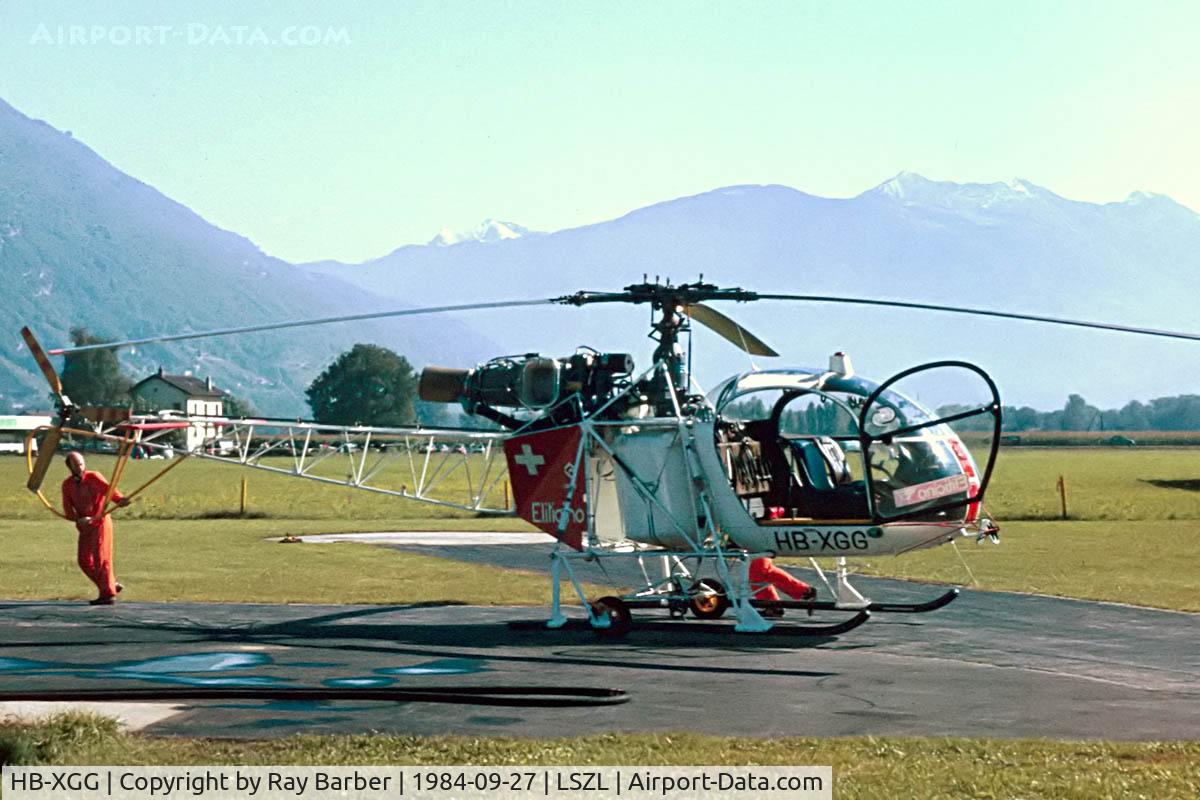HB-XGG, 1976 Aerospatiale SA-315B Lama C/N 2453, HB-XGG   Sud Aviation SA.315B Lama [2453] (Eliticino) Locarno~HB 27/09/1984. Taken from a slide.