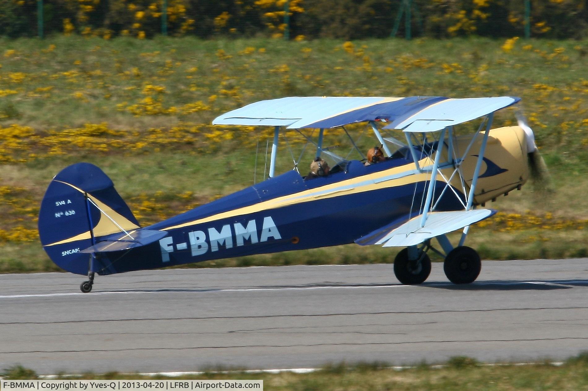 F-BMMA, Stampe-Vertongen SV-4A C/N 630, S.N.C.A.N. STAMPE SV 4A, Landing rwy 07R, Brest-Guipavas Airport (LFRB-BES)