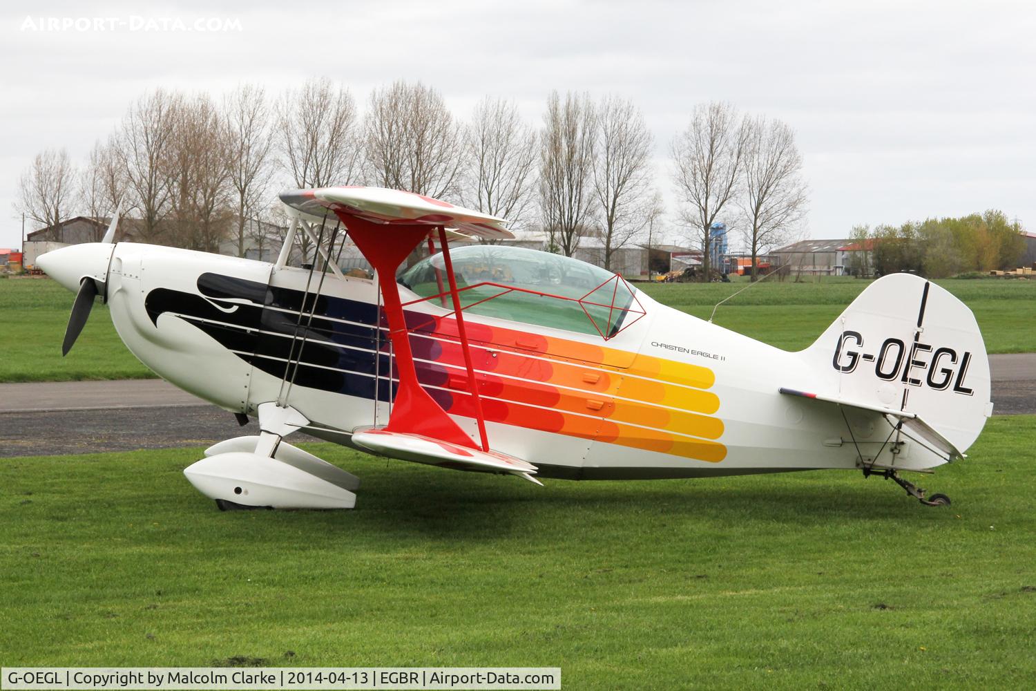 G-OEGL, 1982 Christen Eagle II C/N 001 (G-OEGL), Christen Eagle II at The Real Aeroplane Club's Early Bird Fly-In, Breighton Airfield, April 2014.