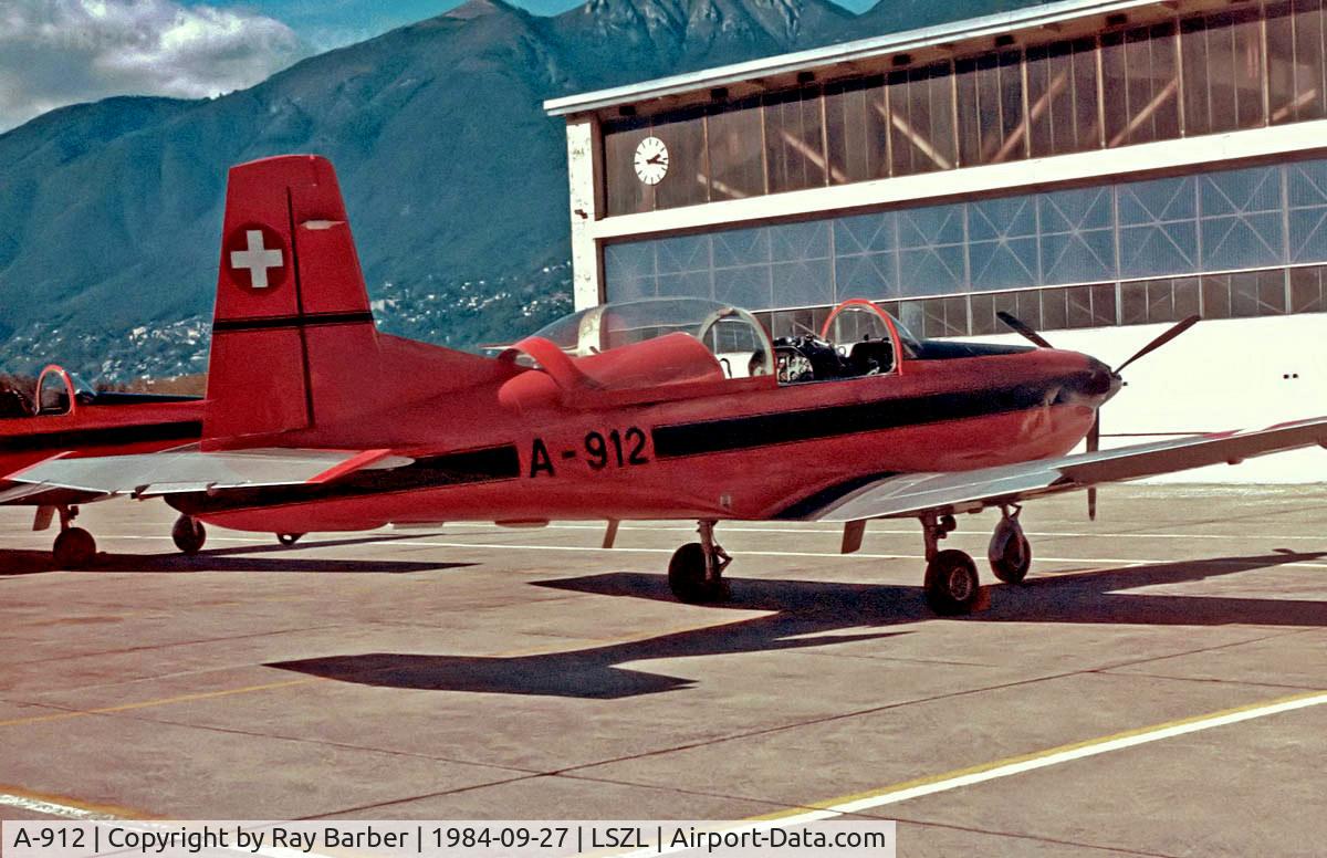 A-912, 1982 Pilatus PC-7 Turbo Trainer C/N 320, Pilatus PC-7 [320] (Swiss Air Force) Locarno~HB 27/09/1984. Taken from a slide.