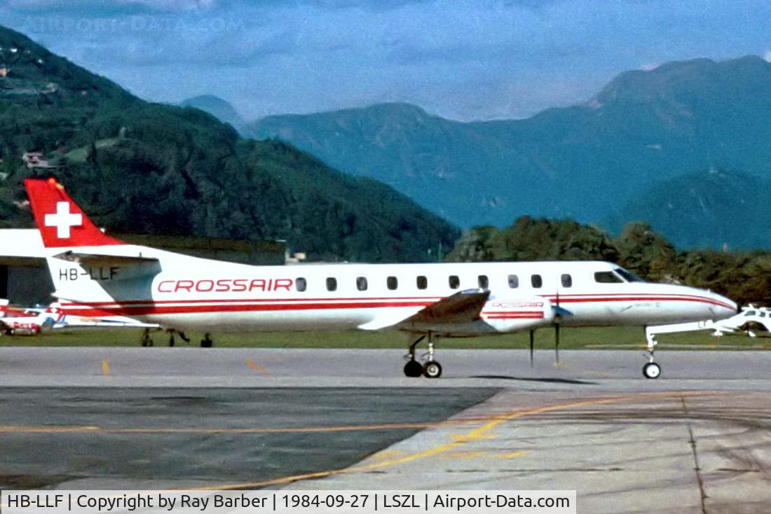 HB-LLF, 1981 Fairchild Swearingen SA-227AC Metro III C/N AC-445, Swearingen SA.227AC Metro III [AC-445] (Crossair) Locarno~HB 27/09/1984. Taken from a slide.
