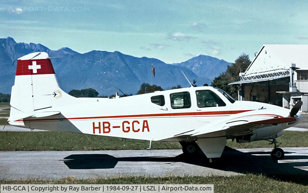 HB-GCA, Beech B95 Travel Air C/N TD-382, Beech B95 Travel Air [TD-382] Locarno~HB 27/09/1984. Taken from a slide.