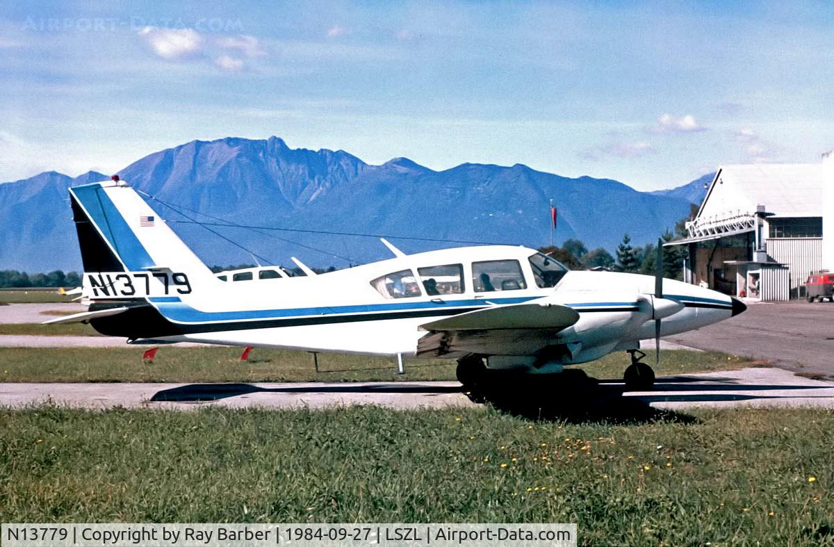 N13779, 1969 Piper PA-23-250 C/N 27-4431, Piper PA-23-250 Aztec D [27-4431] Locarno~HB 27/09/1984. Taken from a slide.