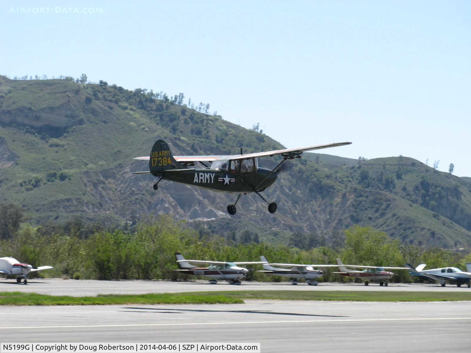 N5199G, 1953 Cessna 305A C/N 22118, 1953 Cessna 305A O-1 BIRD DOG, Continental O-470-11 213 Hp, takeoff climb Rwy 22