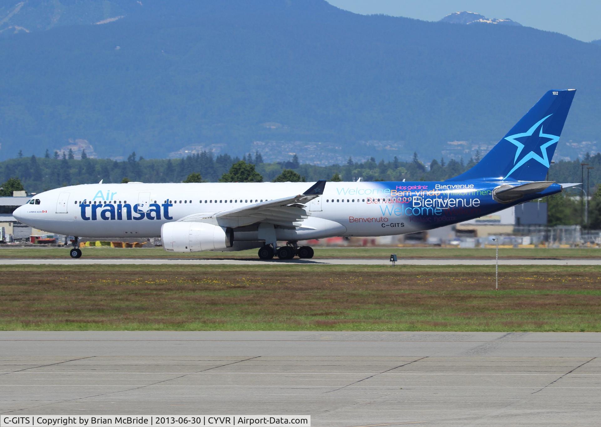 C-GITS, 1999 Airbus A330-243 C/N 0271, Air Transat. A330-243. C-GITS 102 cn 271. Vancouver - International (YVR CYVR). Image © Brian McBride. 30 June 2013