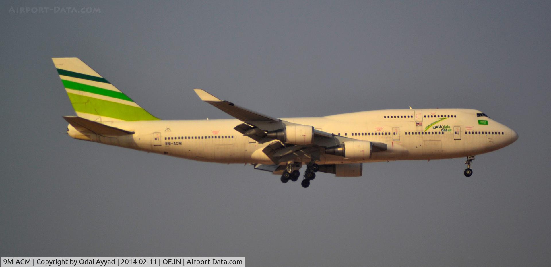9M-ACM, 1992 Boeing 747-428 (M) C/N 25628, A rented B744 For FLY NAS landing runway 34L at Jeddah Airport