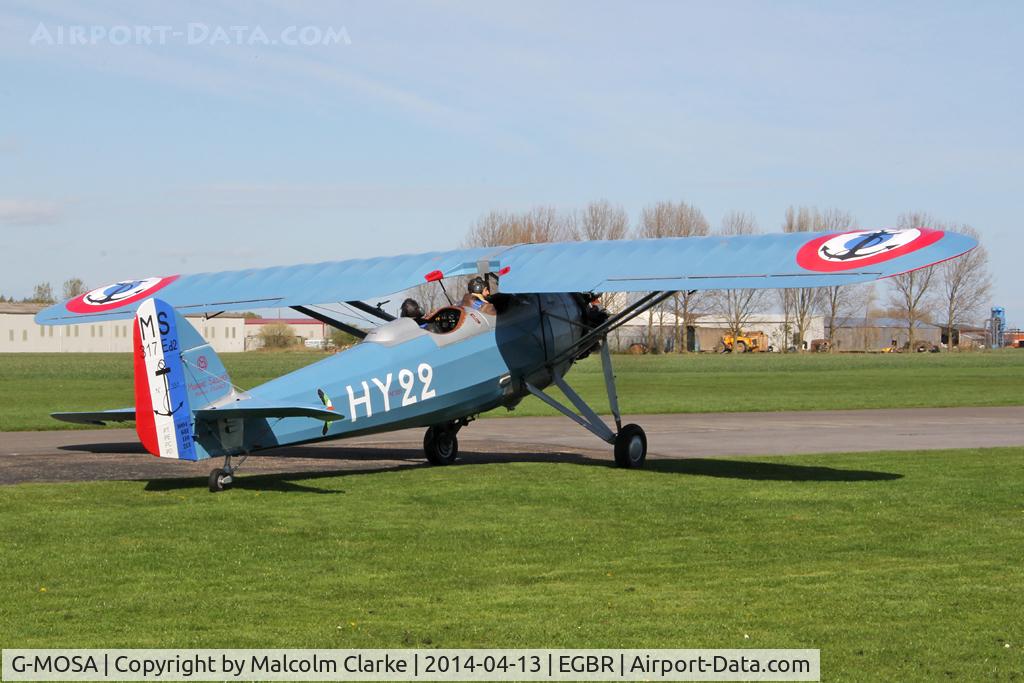 G-MOSA, 1952 Morane-Saulnier MS.317 C/N 351, Morane-Saulnier MS.317 at The Real Aeroplane Club's Early Bird Fly-In, Breighton Airfield, April 2014.
