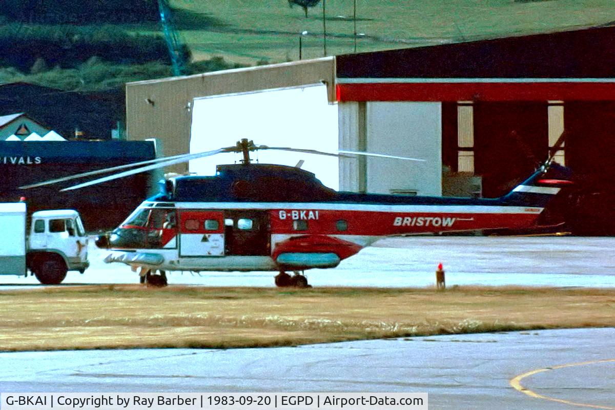 G-BKAI, 1979 Aerospatiale SA-330J Puma C/N 1586, Aerospatiale SA.330J Puma [1586] (Bristow Helicopters Ltd) Aberdeen-(Dyce)~G 20/09/1983. Taken from a slide.