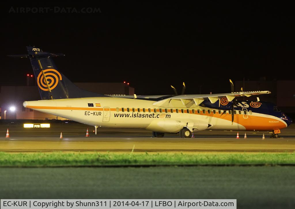 EC-KUR, 2008 ATR 72-500 C/N 808, Parked at the Old Terminal on night stop before ferry flight to LFBF