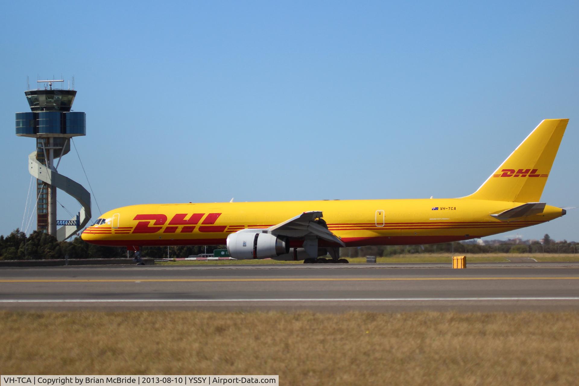 VH-TCA, 1992 Boeing 757-236/PCF C/N 25620, DHL (Tasman Cargo Airlines). 757-236. VH-TCA cn 15076250. Sydney - Kingsford Smith International (Mascot) (SYD YSSY). Image © Brian McBride. 10 August 2013