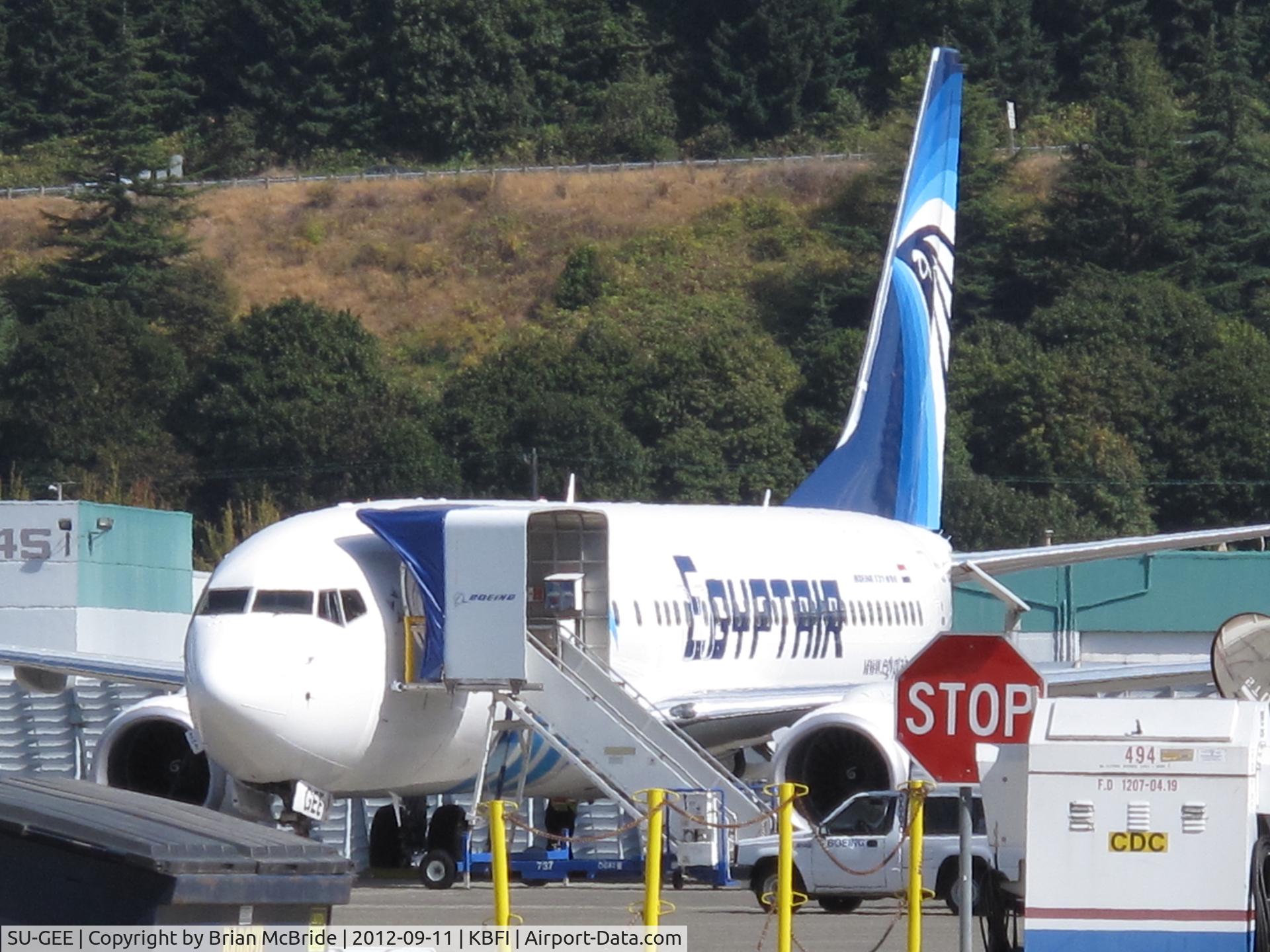 SU-GEE, 2012 Boeing 737-866 C/N 40803, Egypt Air. 737-866. SU-GEE cn 40803 4136. Pre delivery. Seattle - Boeing Field King County International (BFI KBFI). Image © Brian McBride. 11 September 2012