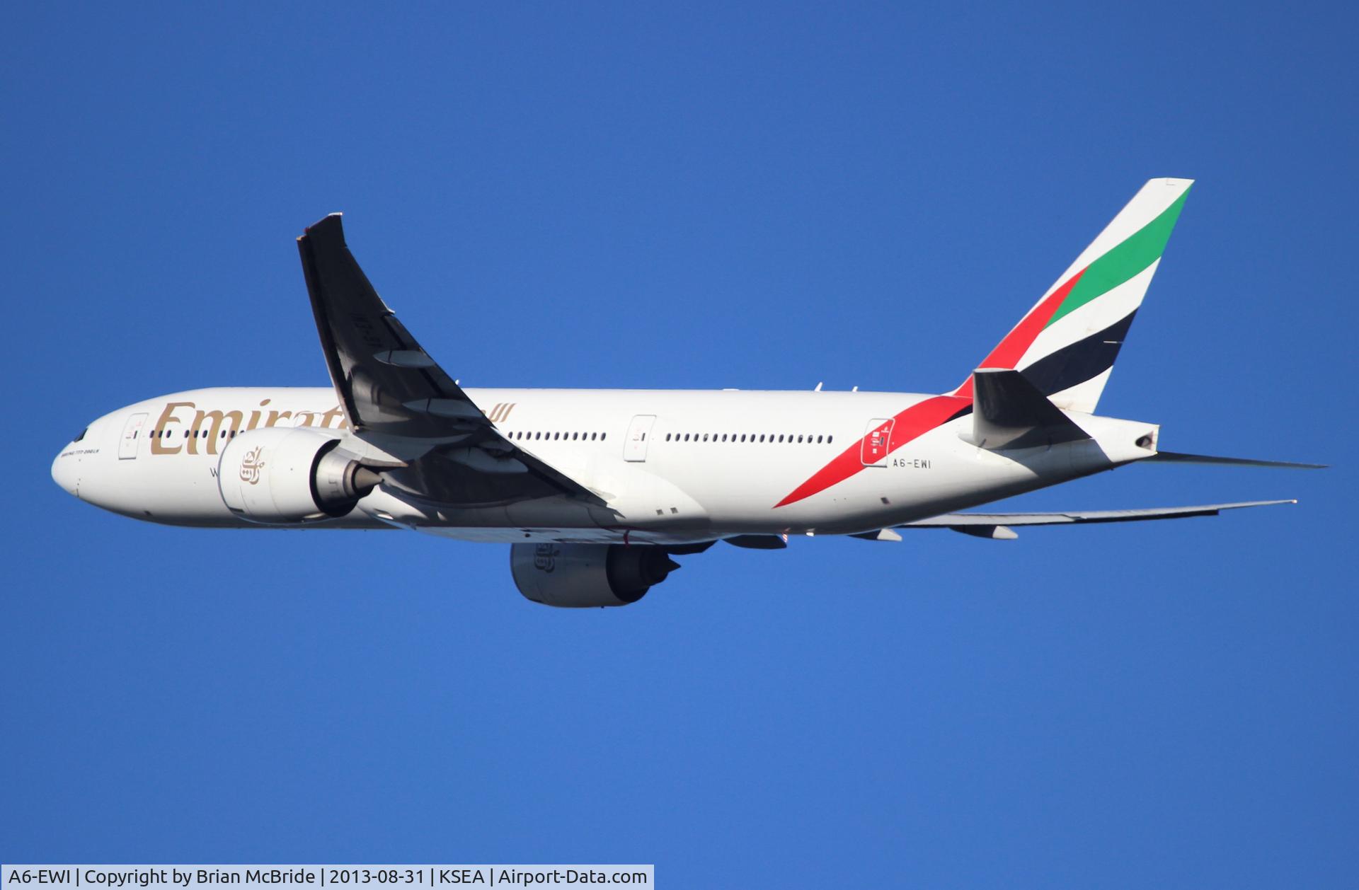 A6-EWI, 2008 Boeing 777-21H/LR C/N 35589, Emirates. 777-21HLR. A6-EWI cn 35589 757. Seattle Tacoma - International (SEA KSEA). Image © Brian McBride. 31 August 2013