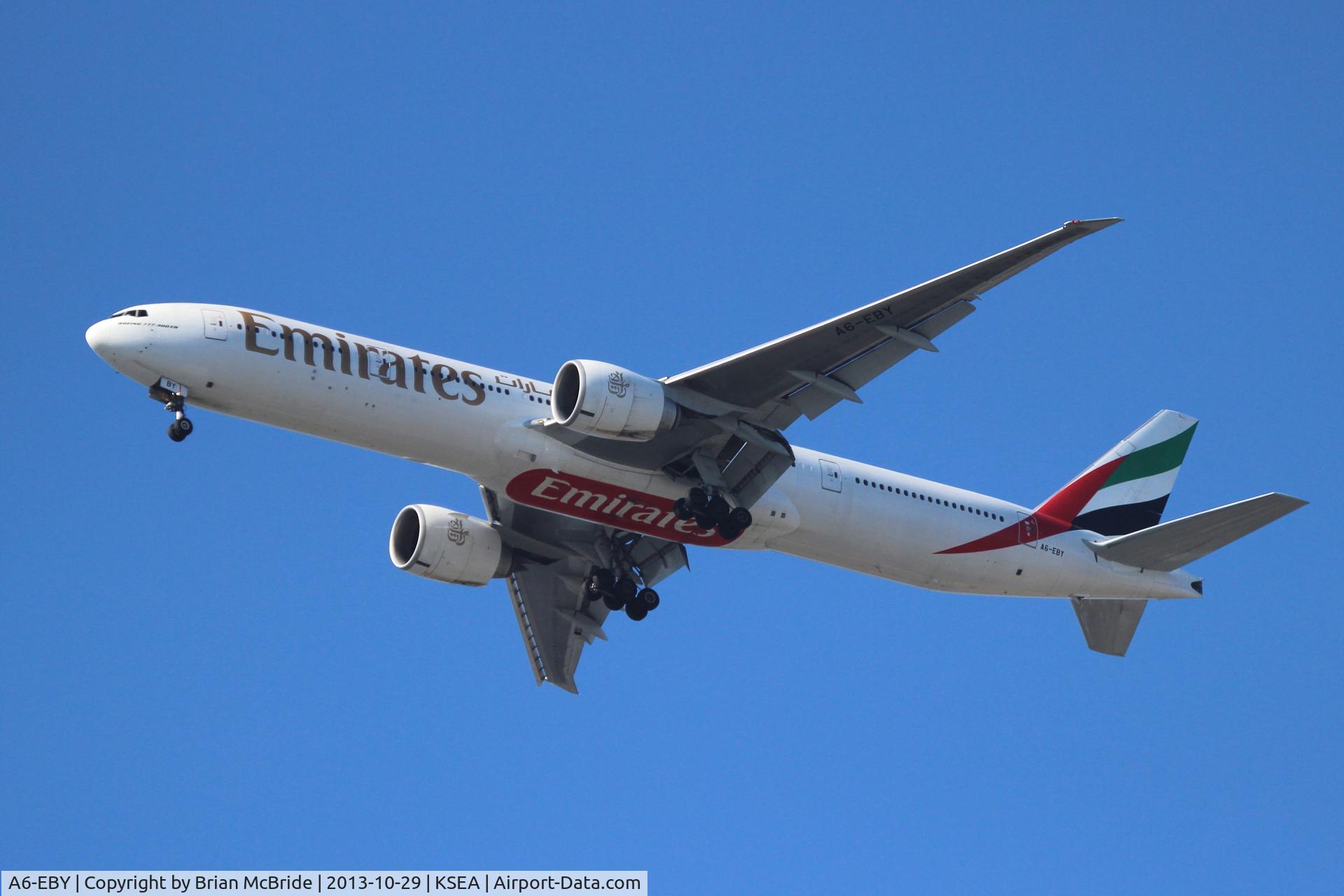 A6-EBY, 2007 Boeing 777-36N/ER C/N 33864, Emirates. 777-36NER. A6-EBY cn 33864 622. Seattle Tacoma - International (SEA KSEA). Image © Brian McBride. 29 October 2013