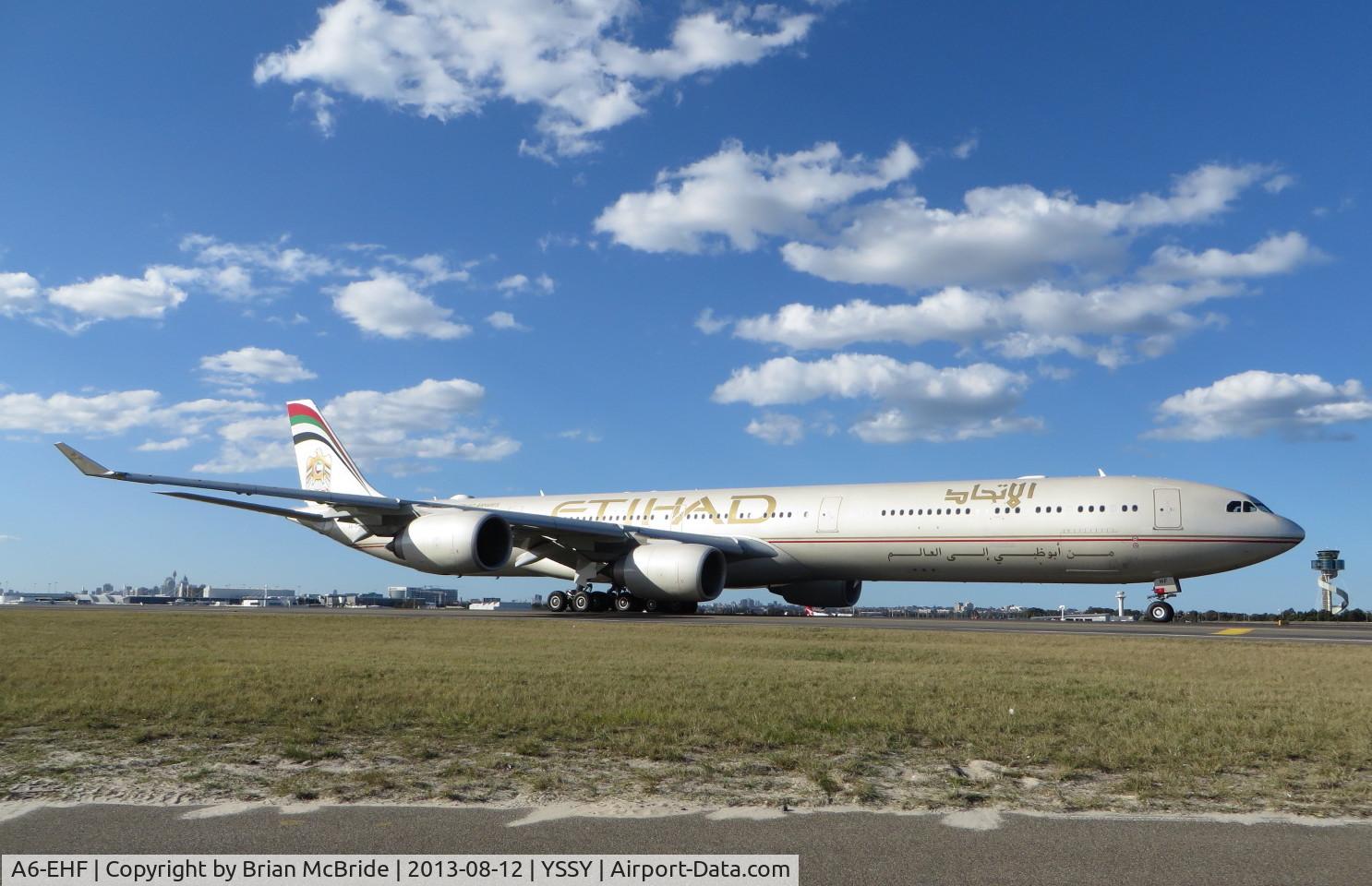 A6-EHF, 2007 Airbus A340-642X C/N 837, Etihad Airways. A340-642X. A6-EHF cn 837. Sydney - Kingsford Smith International (Mascot) (SYD YSSY). Image © Brian McBride. 12 August 2013