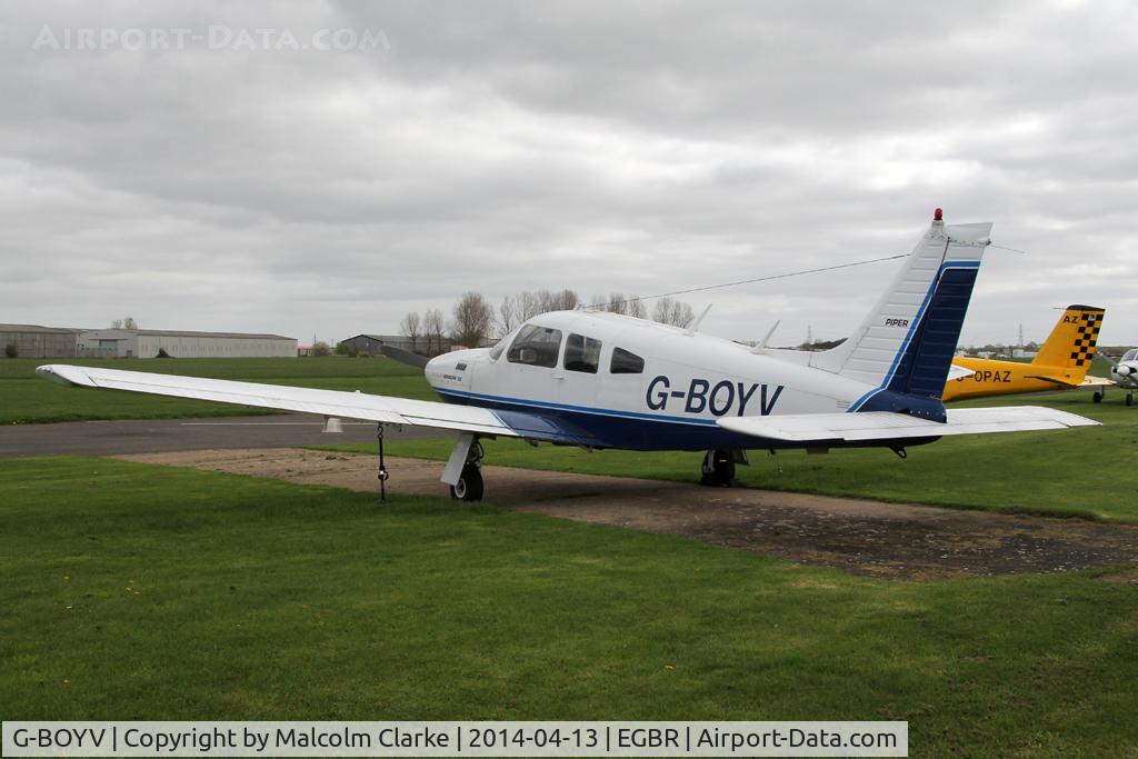 G-BOYV, 1977 Piper PA-28R-201T Turbo Cherokee Arrow III C/N 28R-7703014, Piper PA-28R-201T Turbo Arrow III at The Real Aeroplane Club's Early Bird Fly-In, Breighton Airfield, April 2014.