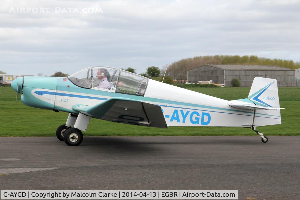 G-AYGD, 1963 CEA Jodel DR1050 Sicile C/N 515, CEA Jodel DR1050 Sicile at The Real Aeroplane Club's Early Bird Fly-In, Breighton Airfield, April 2014.